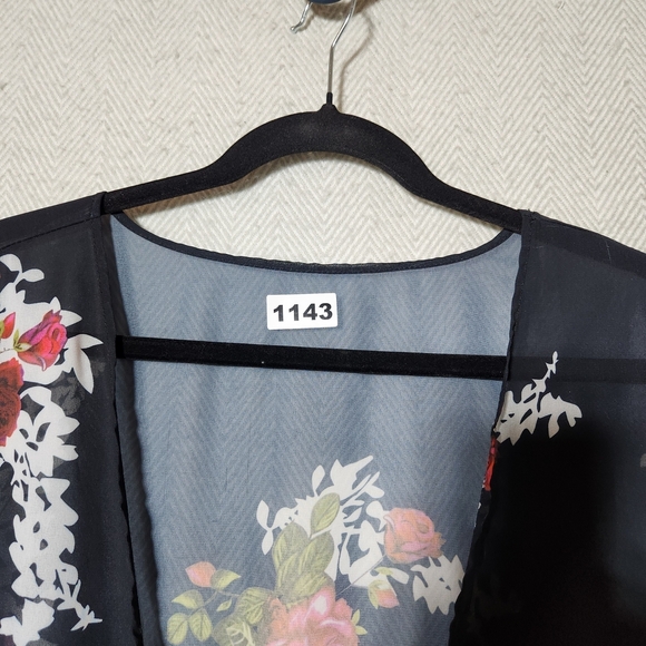 Womens Plus Size 5X Floral Black Kimono - Picture 3 of 7